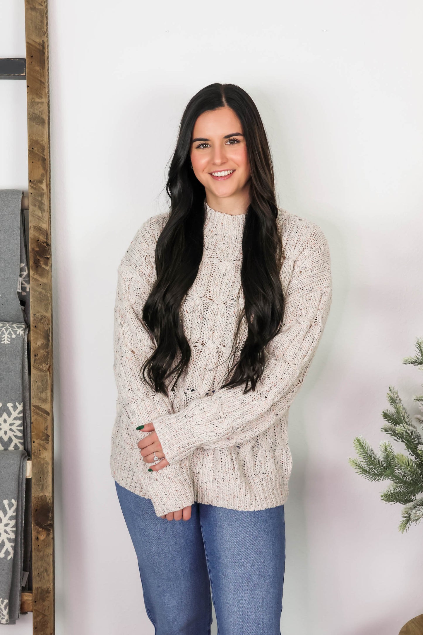 Hali Turtleneck Cable Sweater | Oatmeal