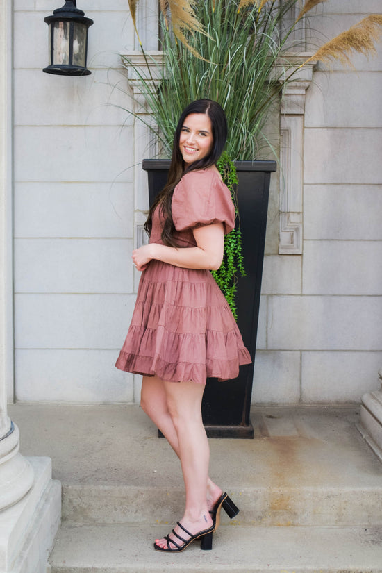 Abby Puff Sleeve Dress | Brown