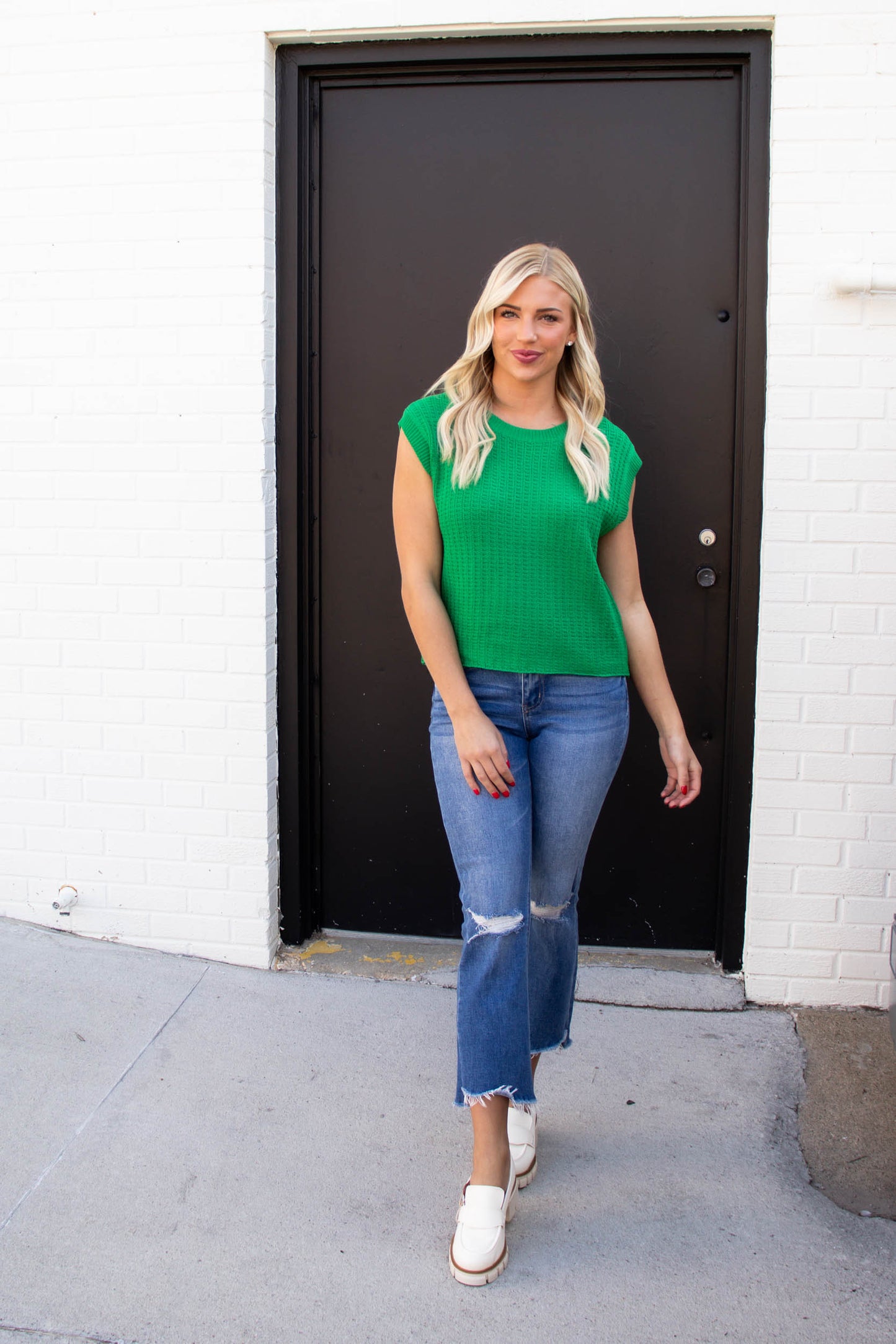 Laurie Cropped Sweater Vest | Green