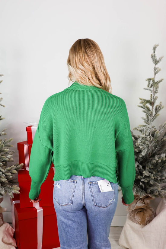 Abby Ribbed Cropped Sweater | Kelly Green