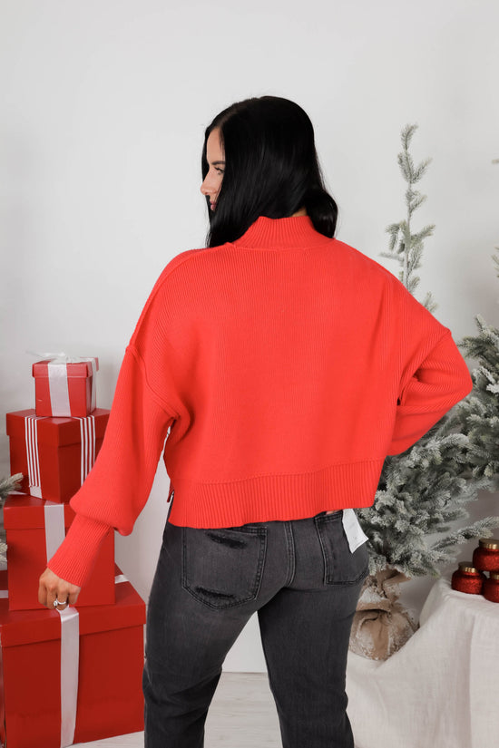Abby Ribbed Cropped Sweater | Light Red