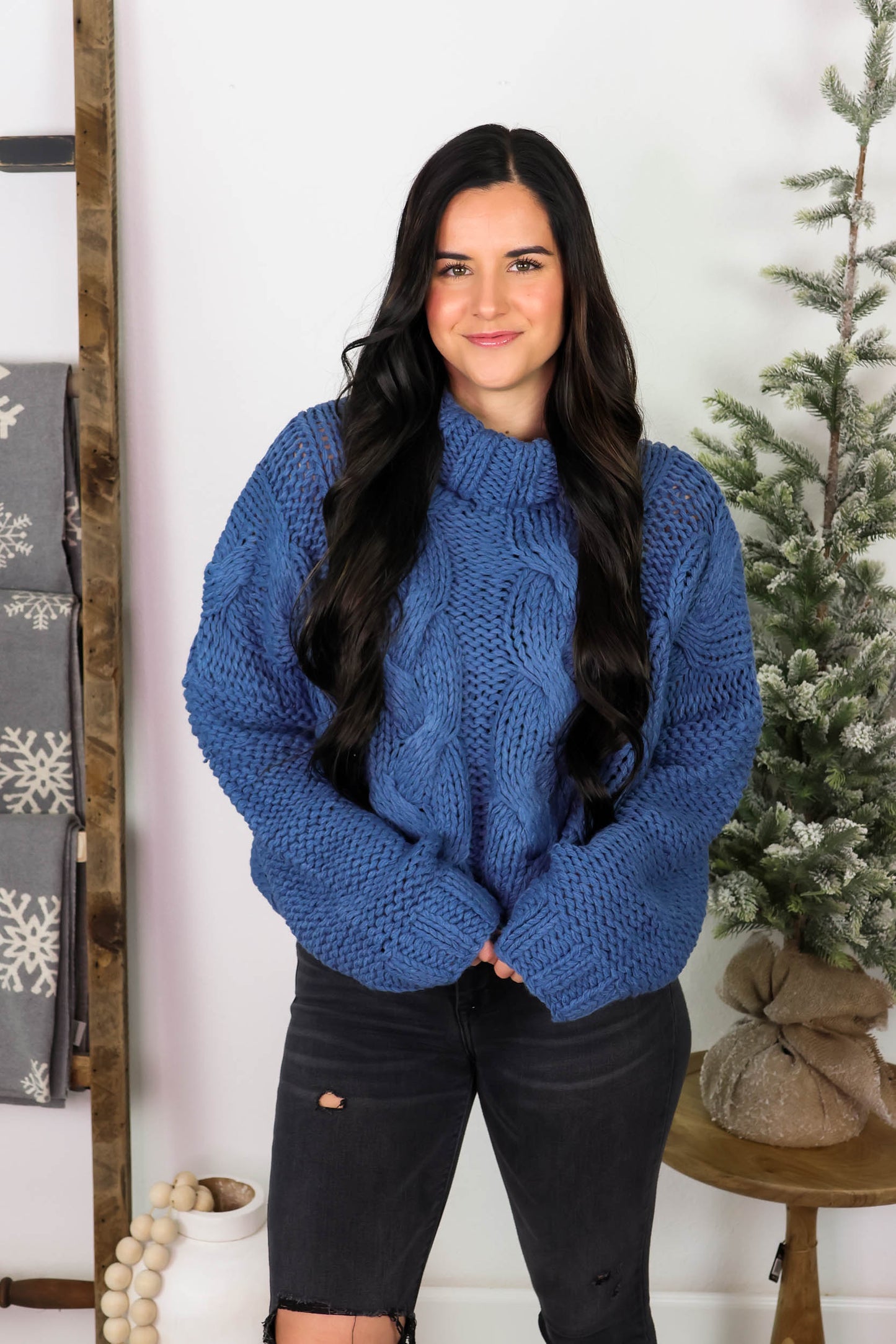 Alana Turtleneck Chunky Sweater | Cornflower Blue