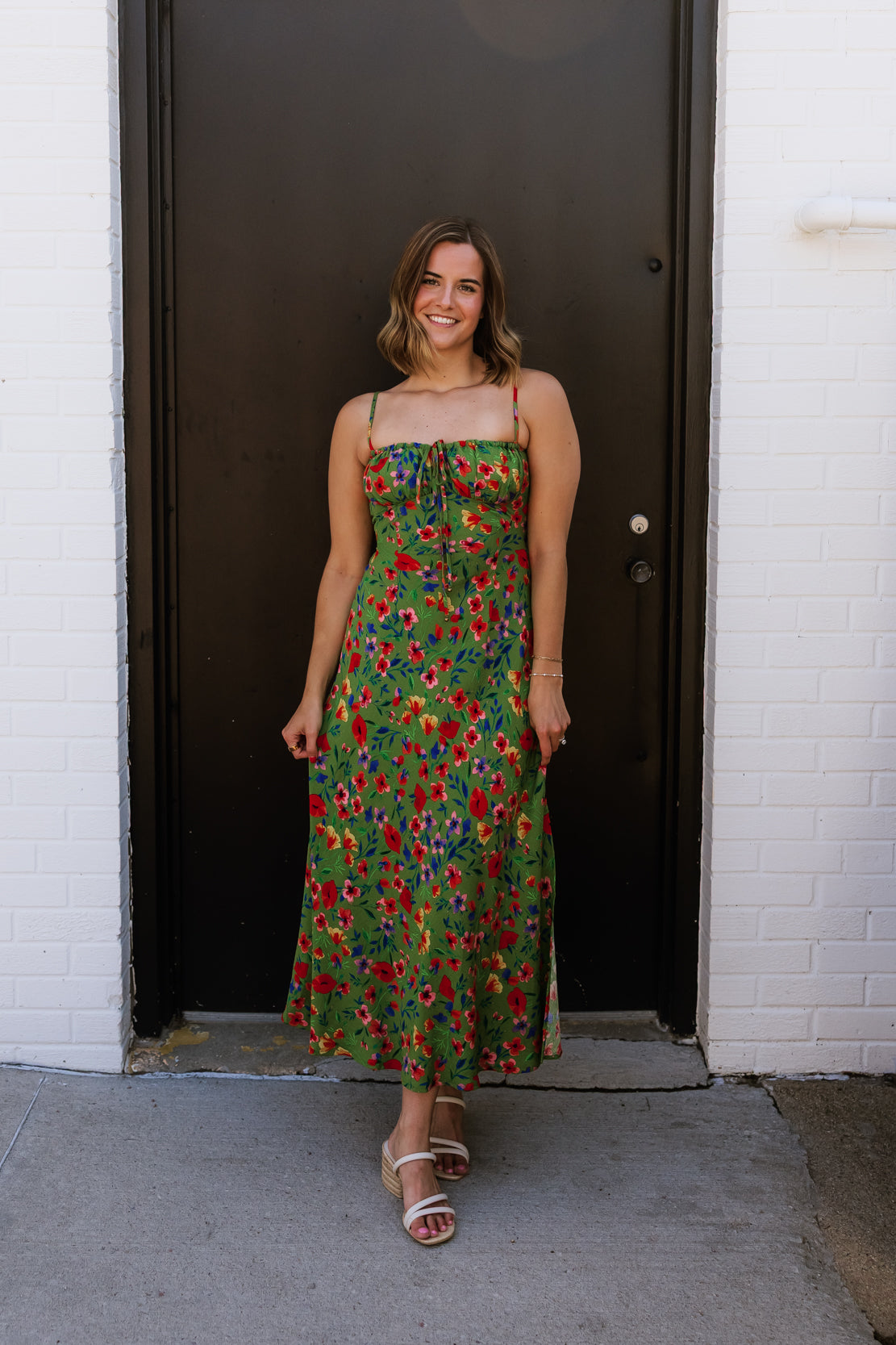 tie midi dress Ashton Floral Front Tie Midi Dress