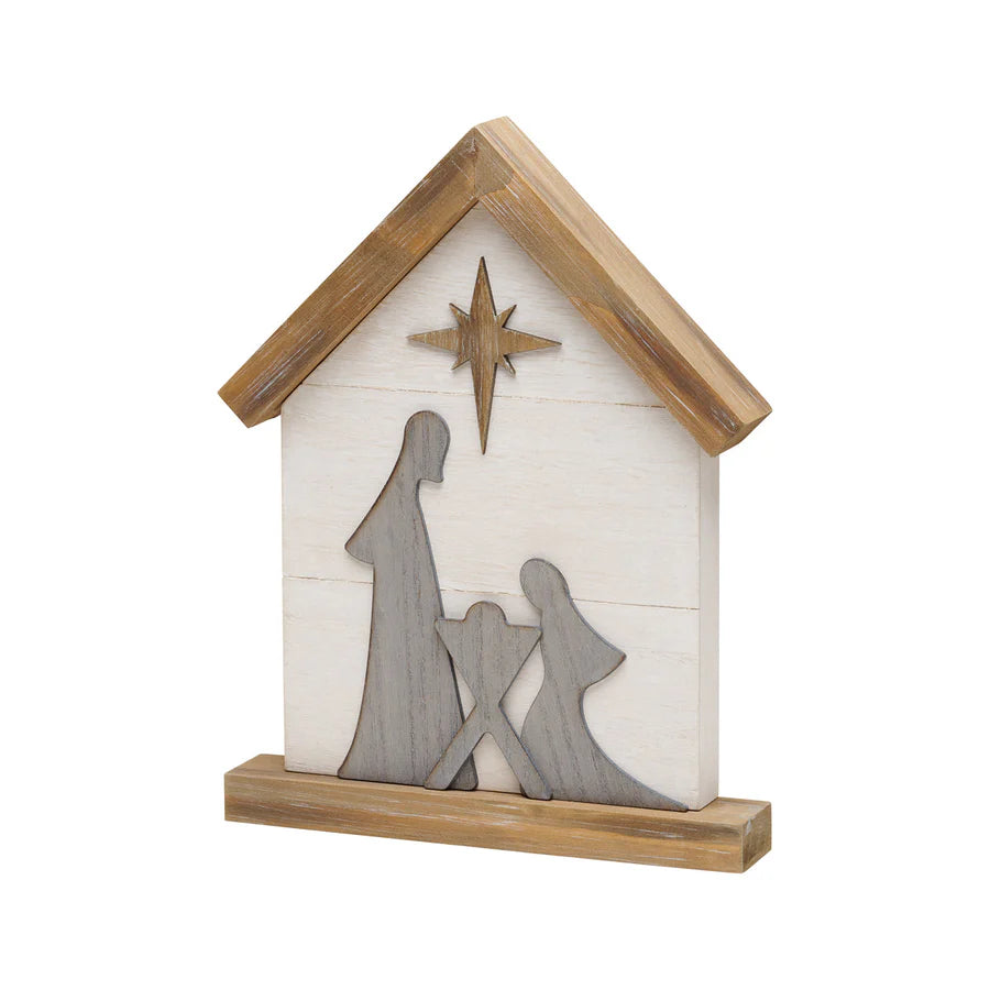 FR-3520 White Wash Nativity Scene