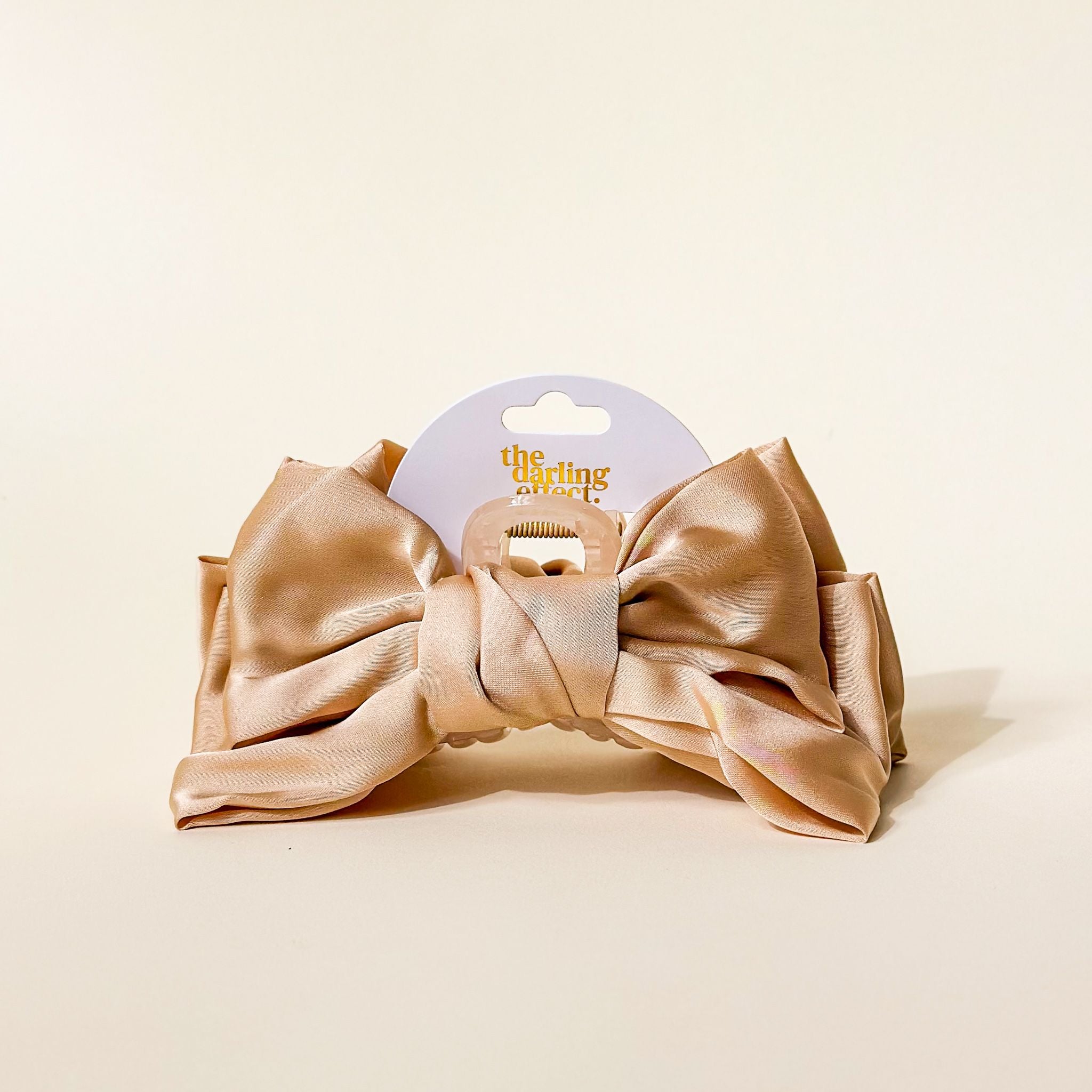 Satin Bow Claw Clip | Beige