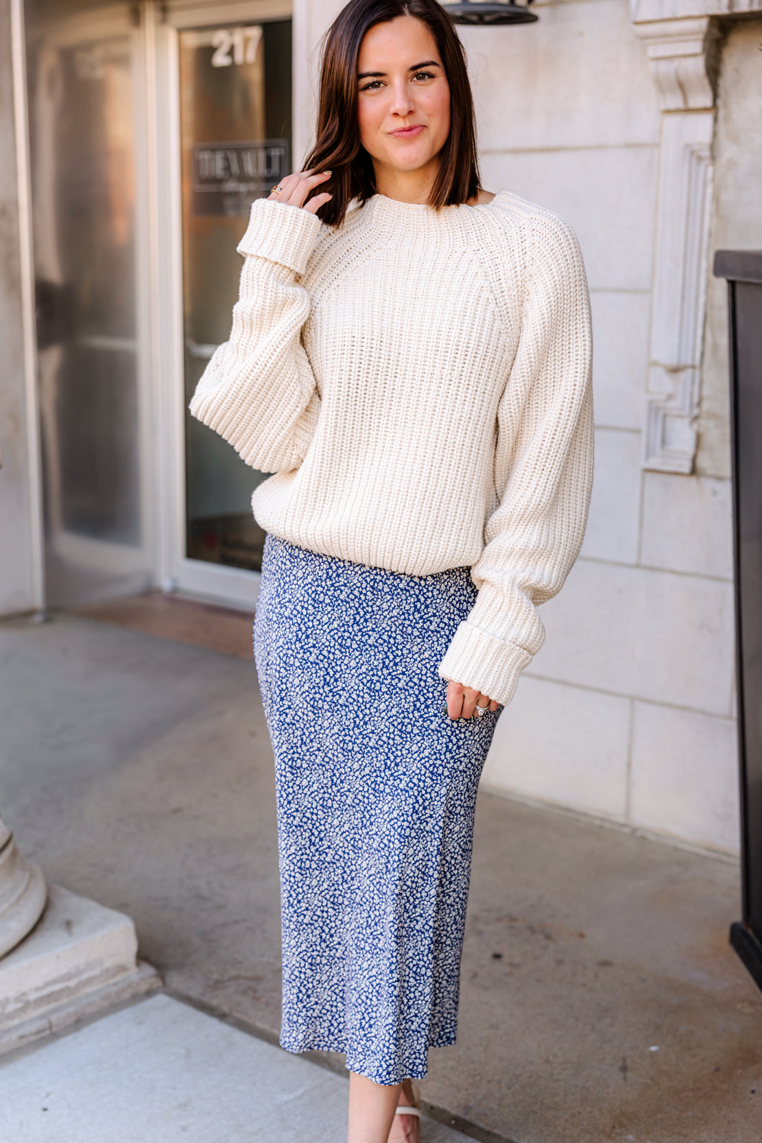 Waverly Printed Midi Skirt | Indigo