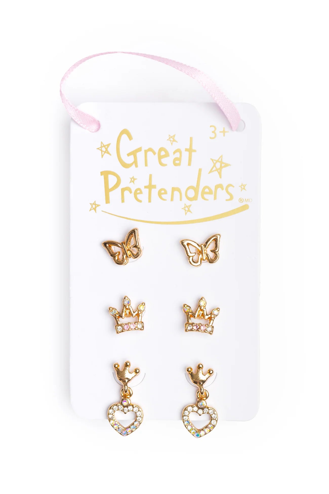 Boutique Royal Crown Studded Earrings 3pr.