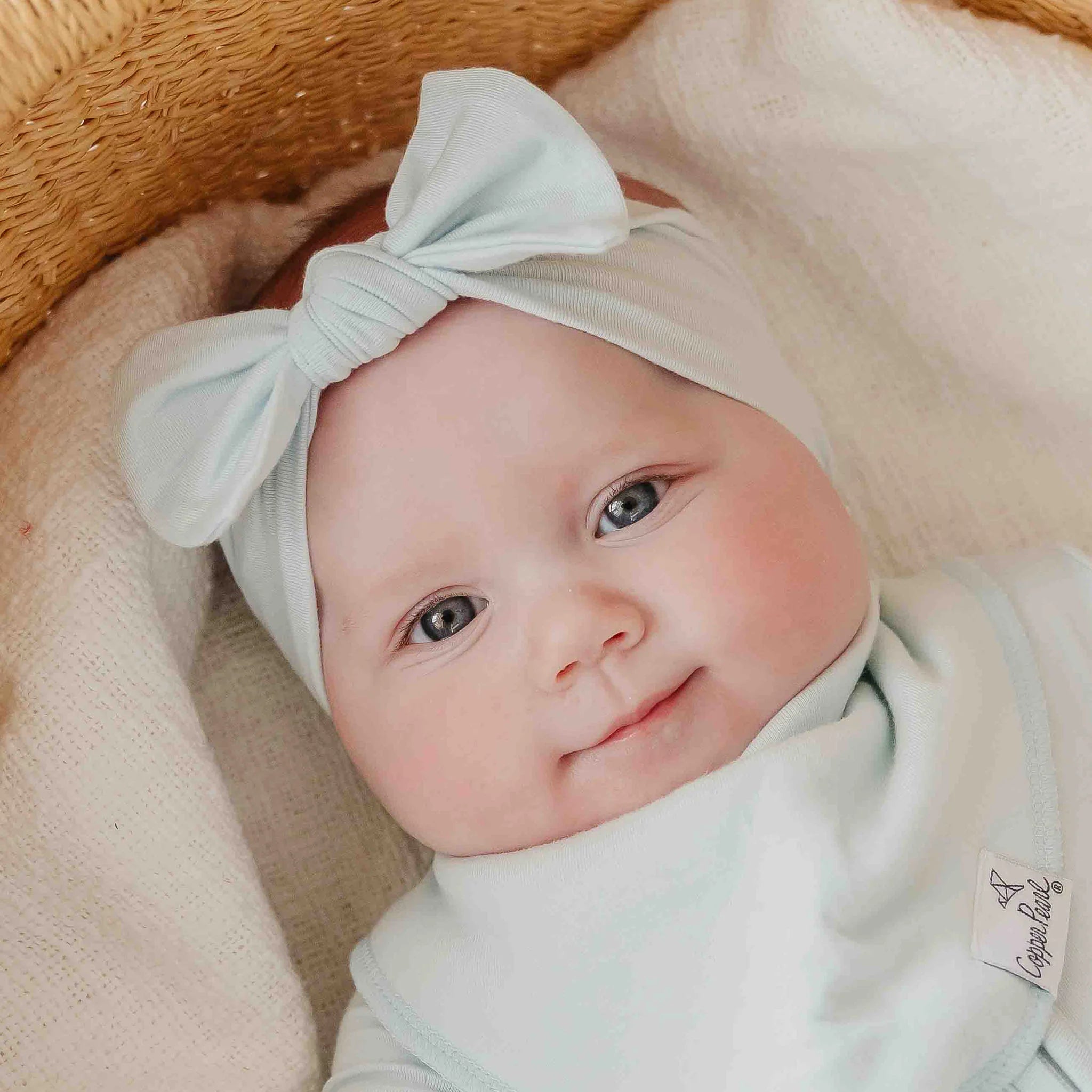 Copper Pearl Knit Headband Bow | Air