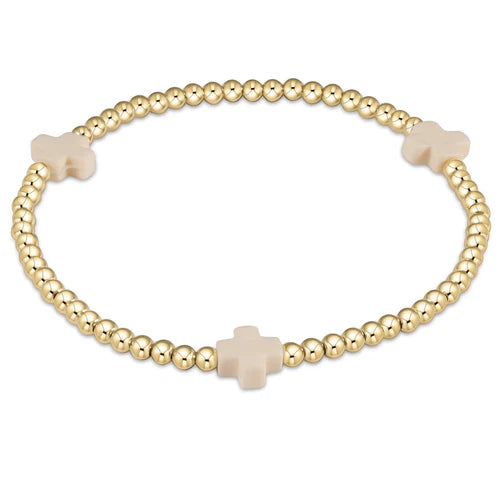 enewton signature cross gold pattern 3mm bead bracelet