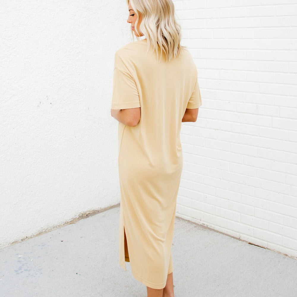 
                      
                        Mollie Side Slit Midi Dress | Tortilla Brown
                      
                    