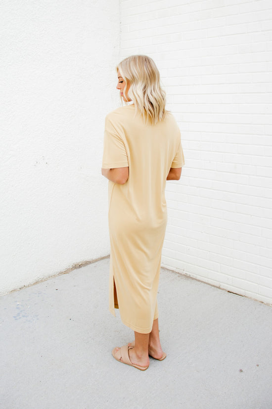 Mollie Side Slit Midi Dress | Tortilla Brown