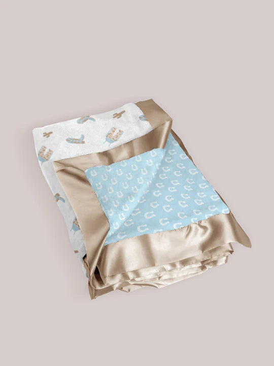 Reversible Baby Blanket | Howdy Partner Blue