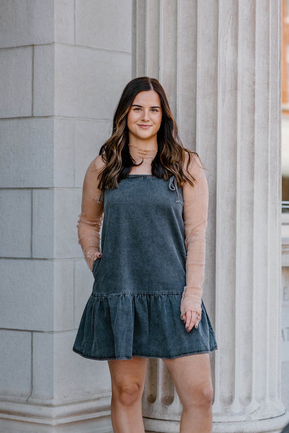 Women's Tiered Denim Dress 