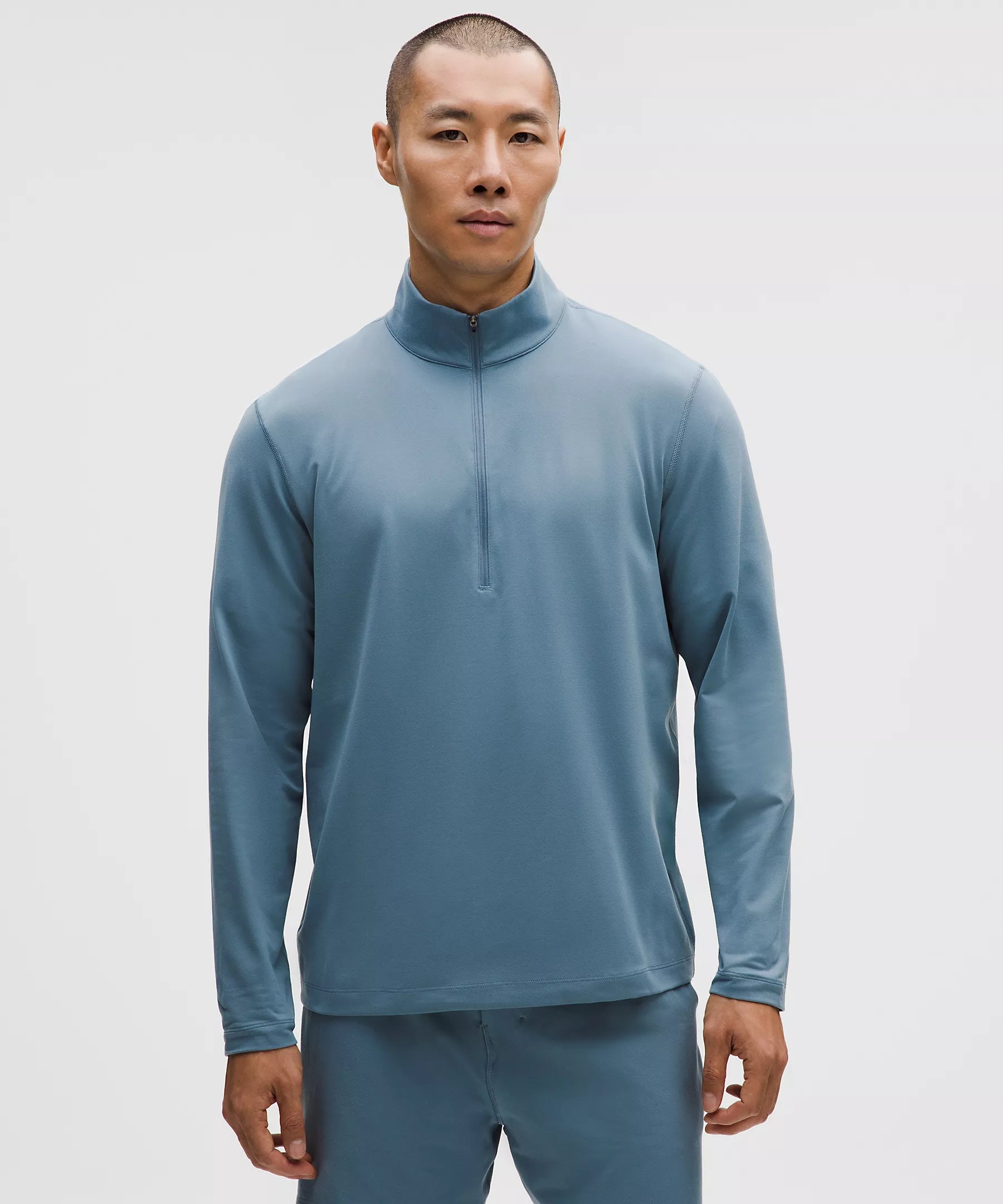 Men's Soft Jersey Half Zip | Steel Blue