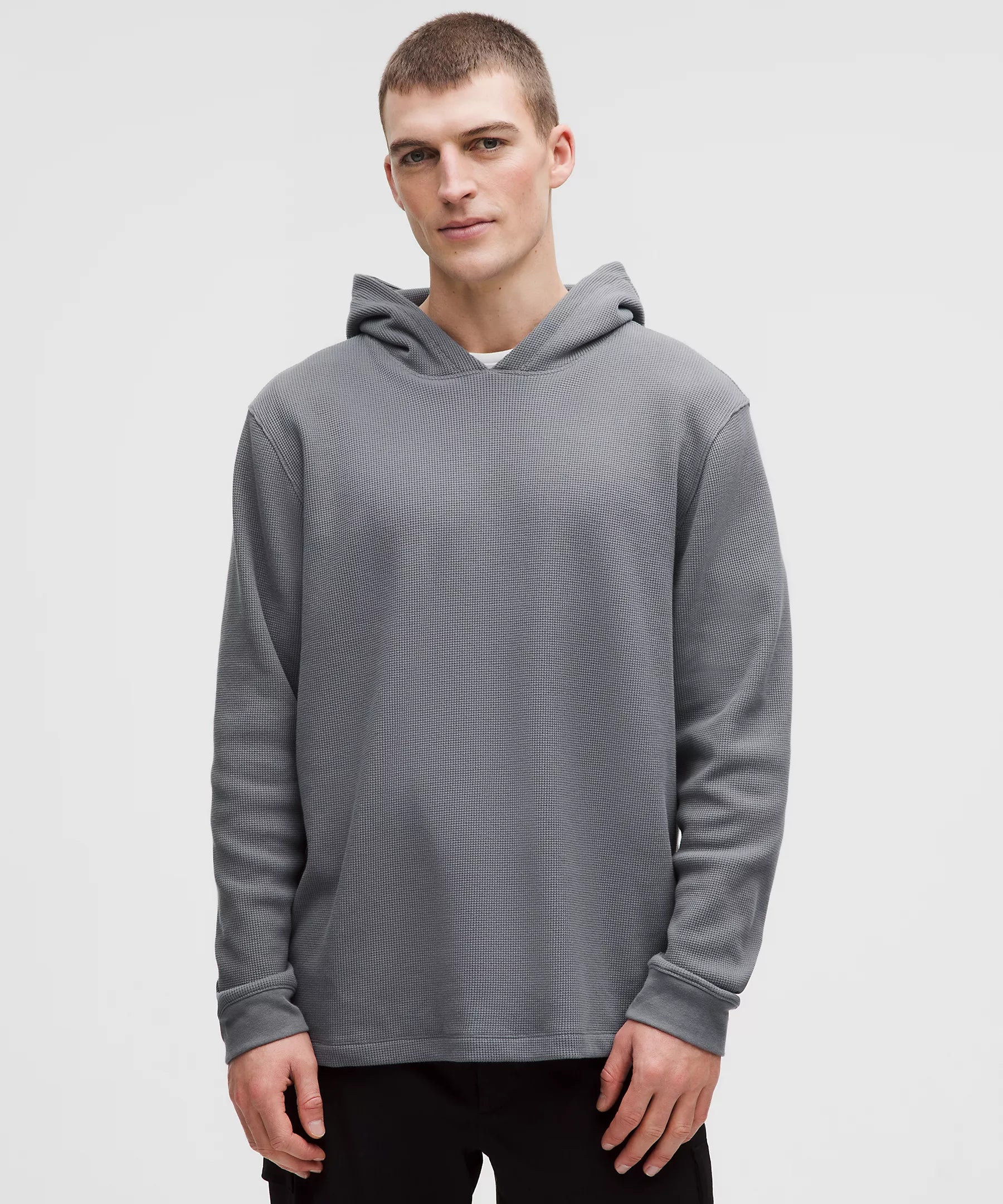 Men's Cotton Blend Waffle Knit Hoodie | Solar Grey