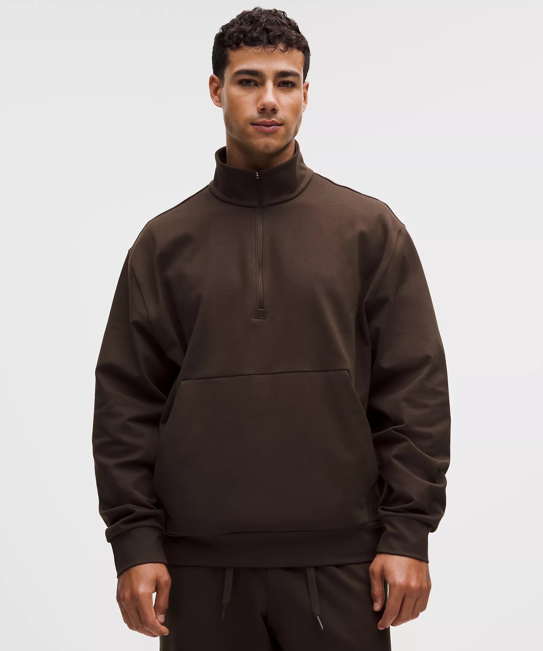 Men's Heavyweight Soft Jersey Half Zip | Walnut Crunch