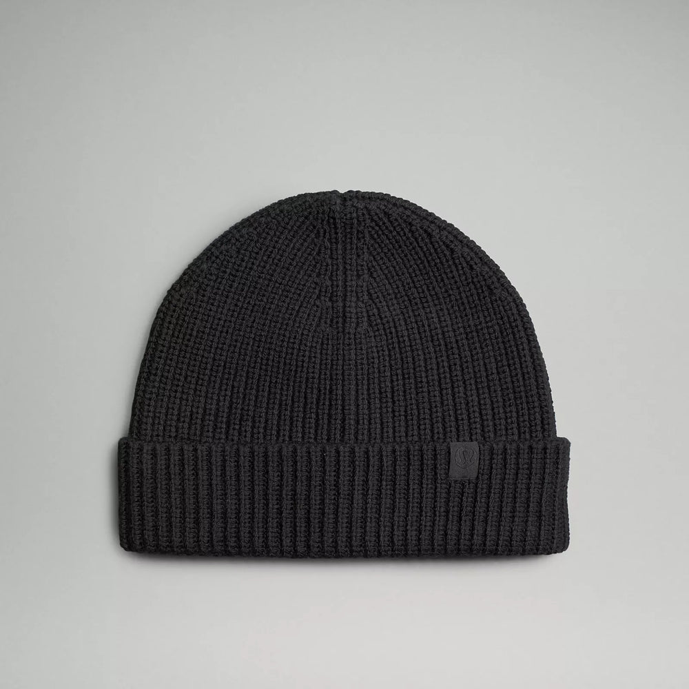 Close-Fit Wool-Blend Ribbed Knit Beanie | Black