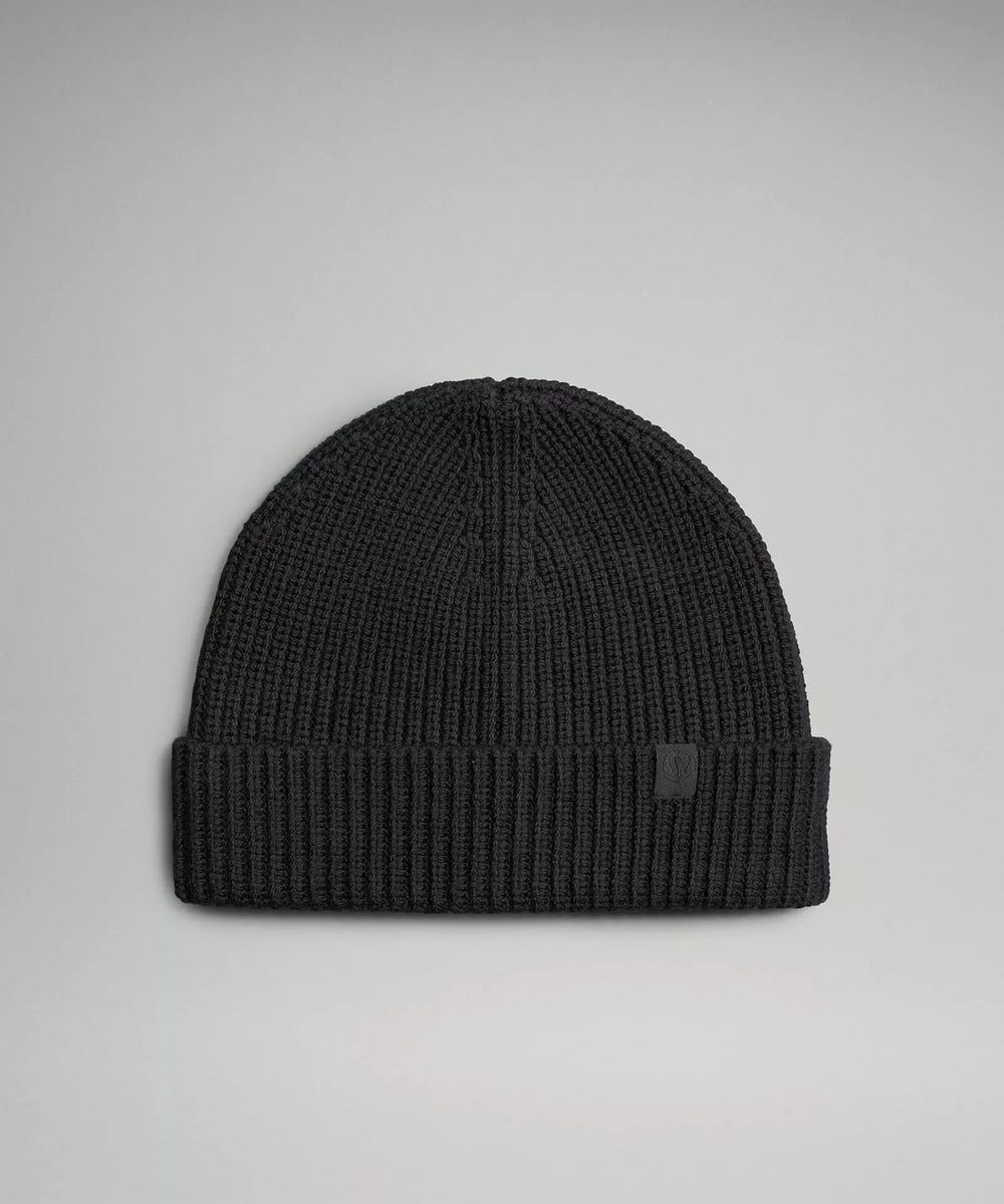 Close-Fit Wool-Blend Ribbed Knit Beanie | Black