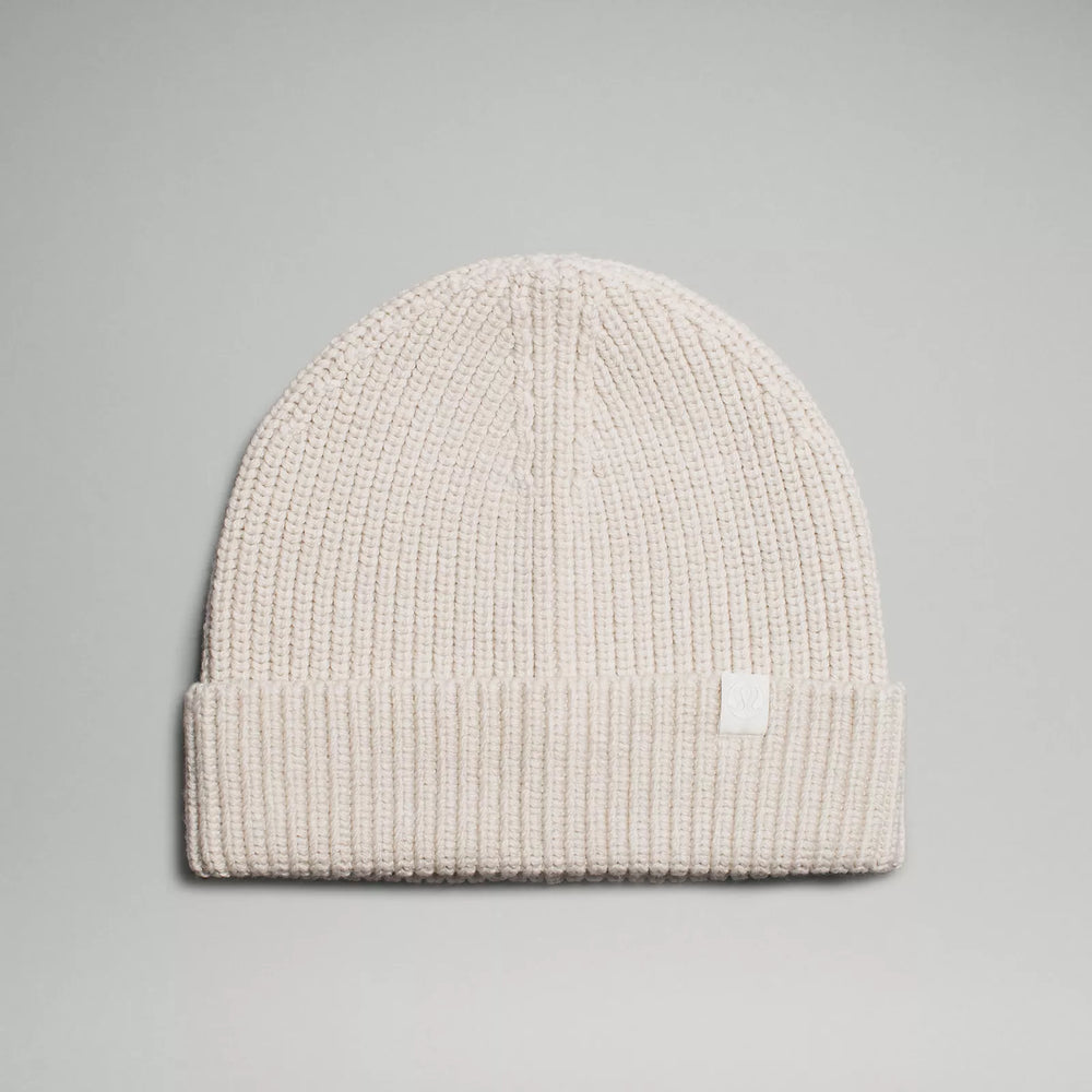 Close-Fit Wool-Blend Ribbed Knit Beanie | Heathered Bone