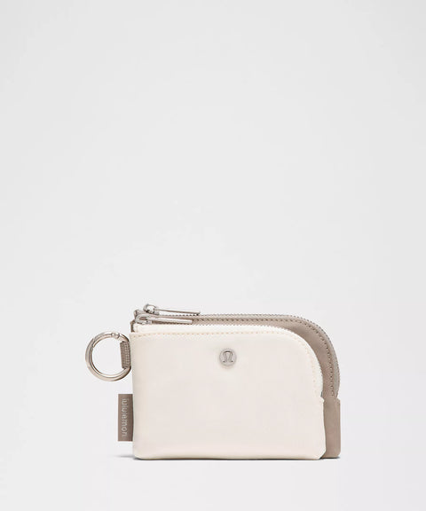 Double Zip Clippable Card Pouch | Warm Ash Grey/Light Ivory – The