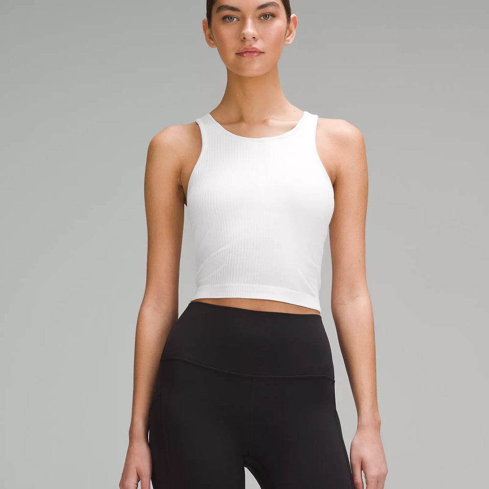 Ebb to Street Cropped Racerback Tank Top | White