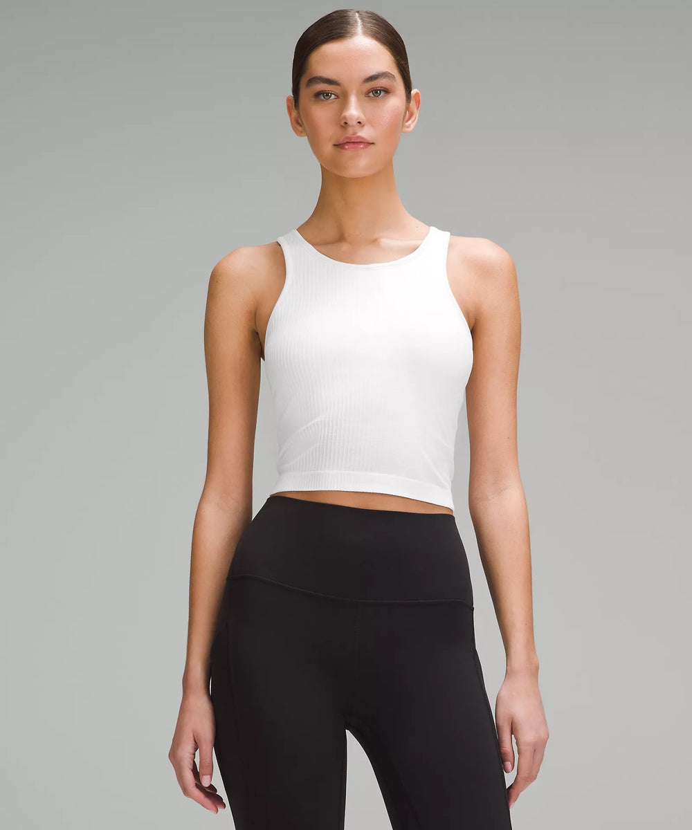 Ebb to Street Cropped Racerback Tank Top | White