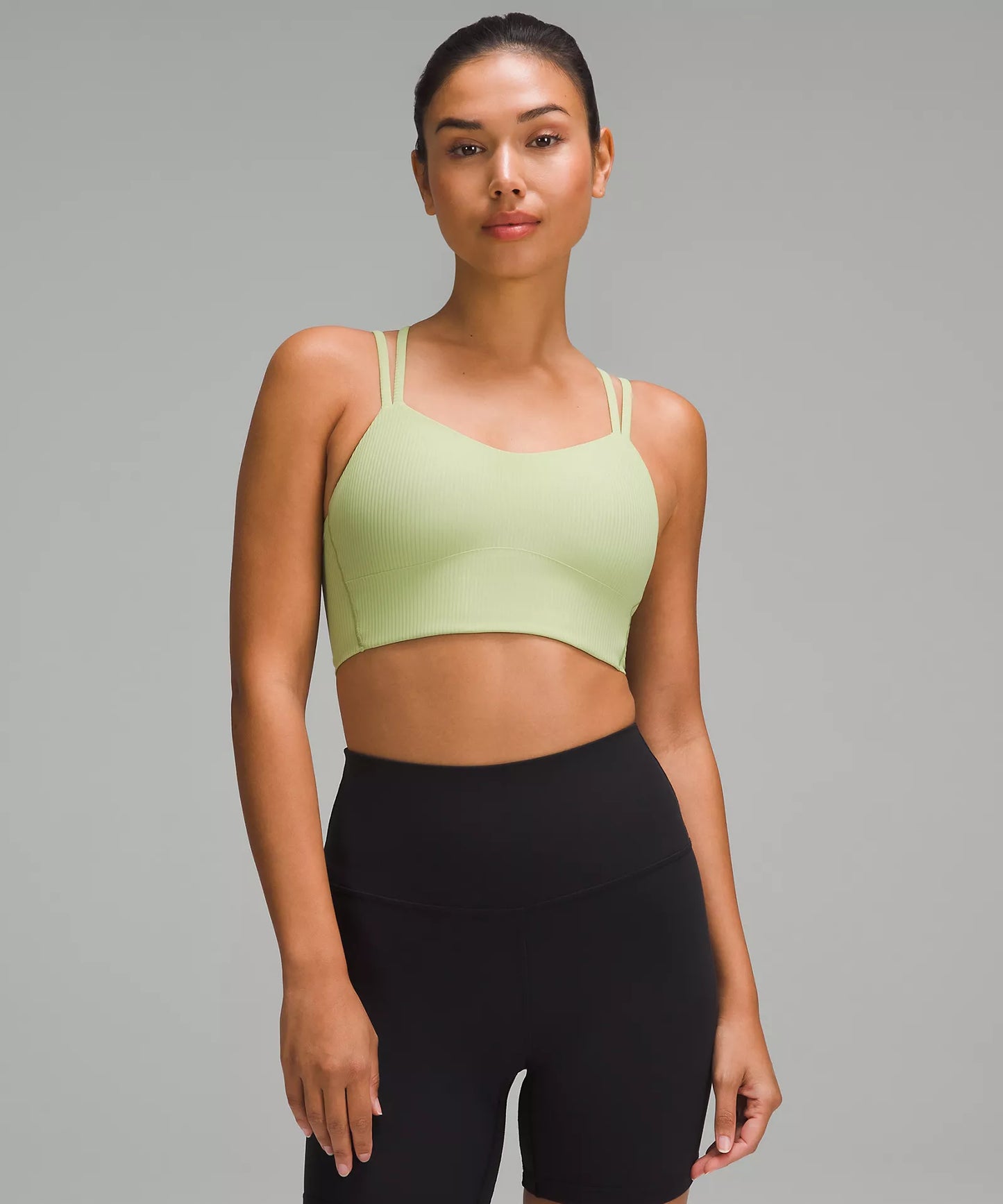 Like a Cloud Ribbed Longline Bra Light Support, B/C Cup | Edamame Green