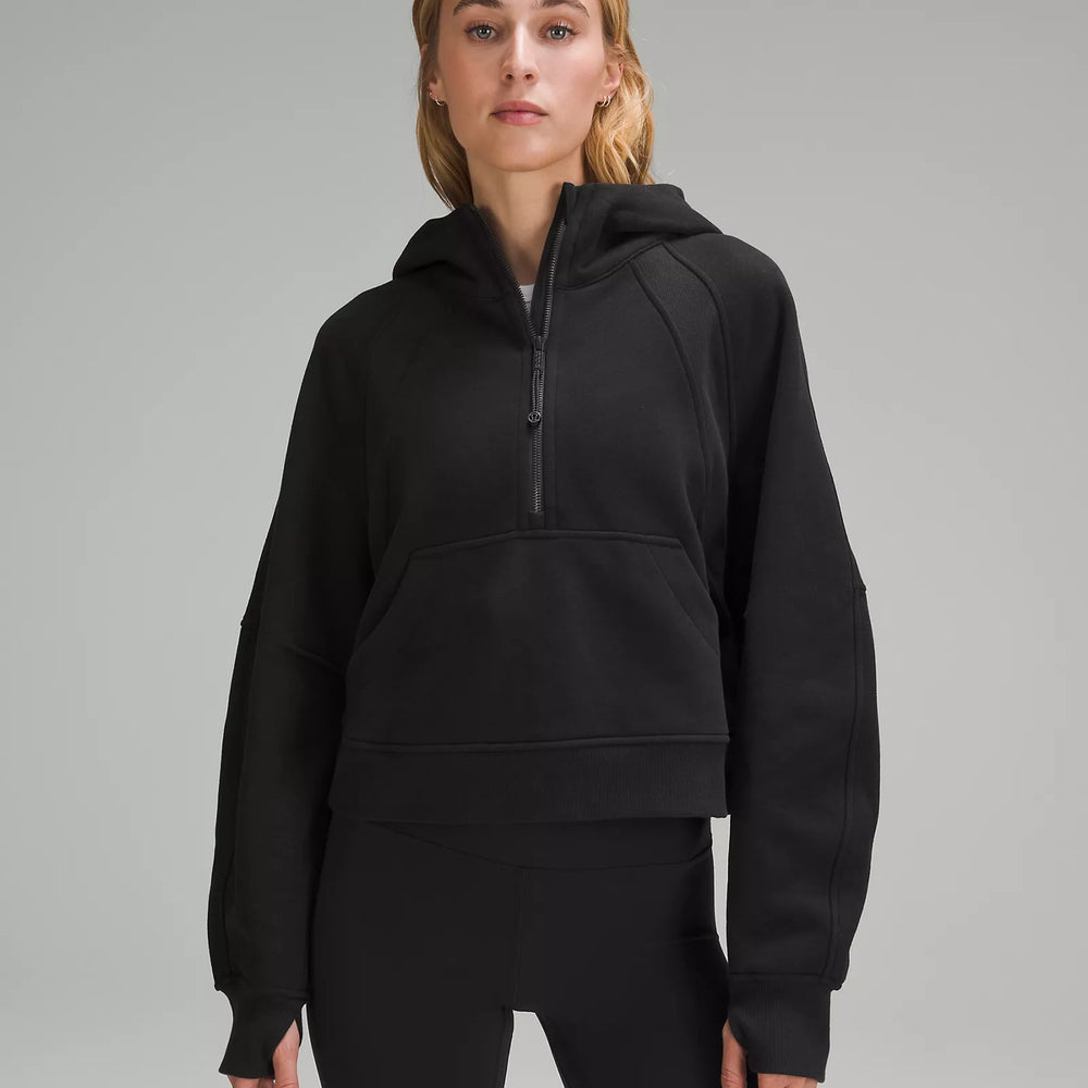 Scuba Oversized Half Zip Hoodie | Black