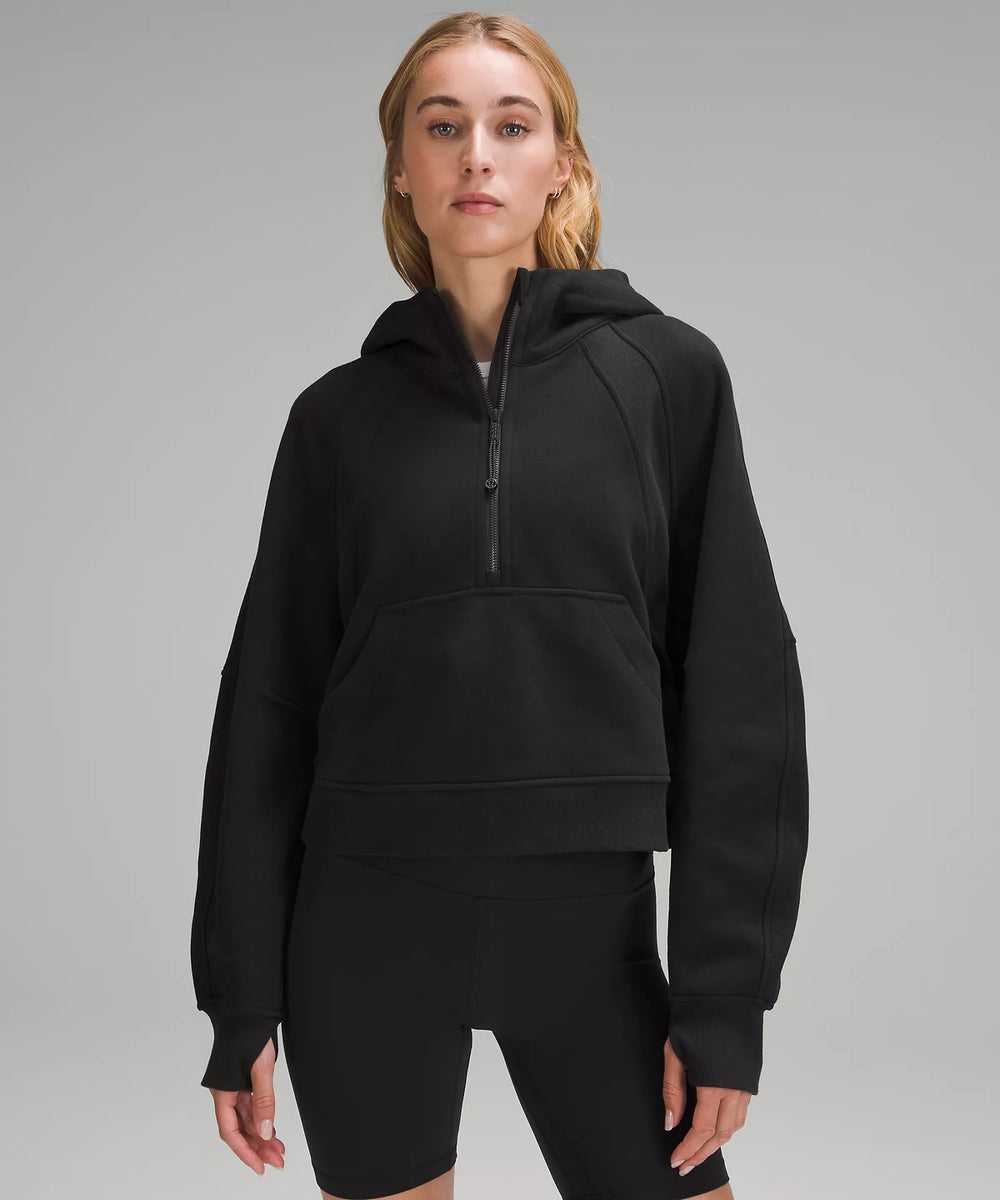 Scuba Oversized Half Zip Hoodie | Black