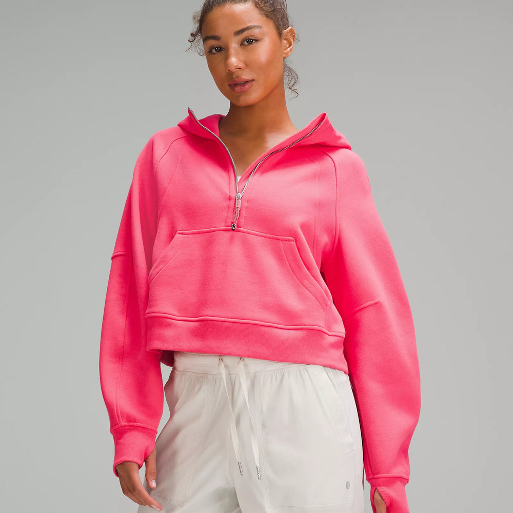 Scuba Oversized Half Zip Hoodie | Glaze Pink