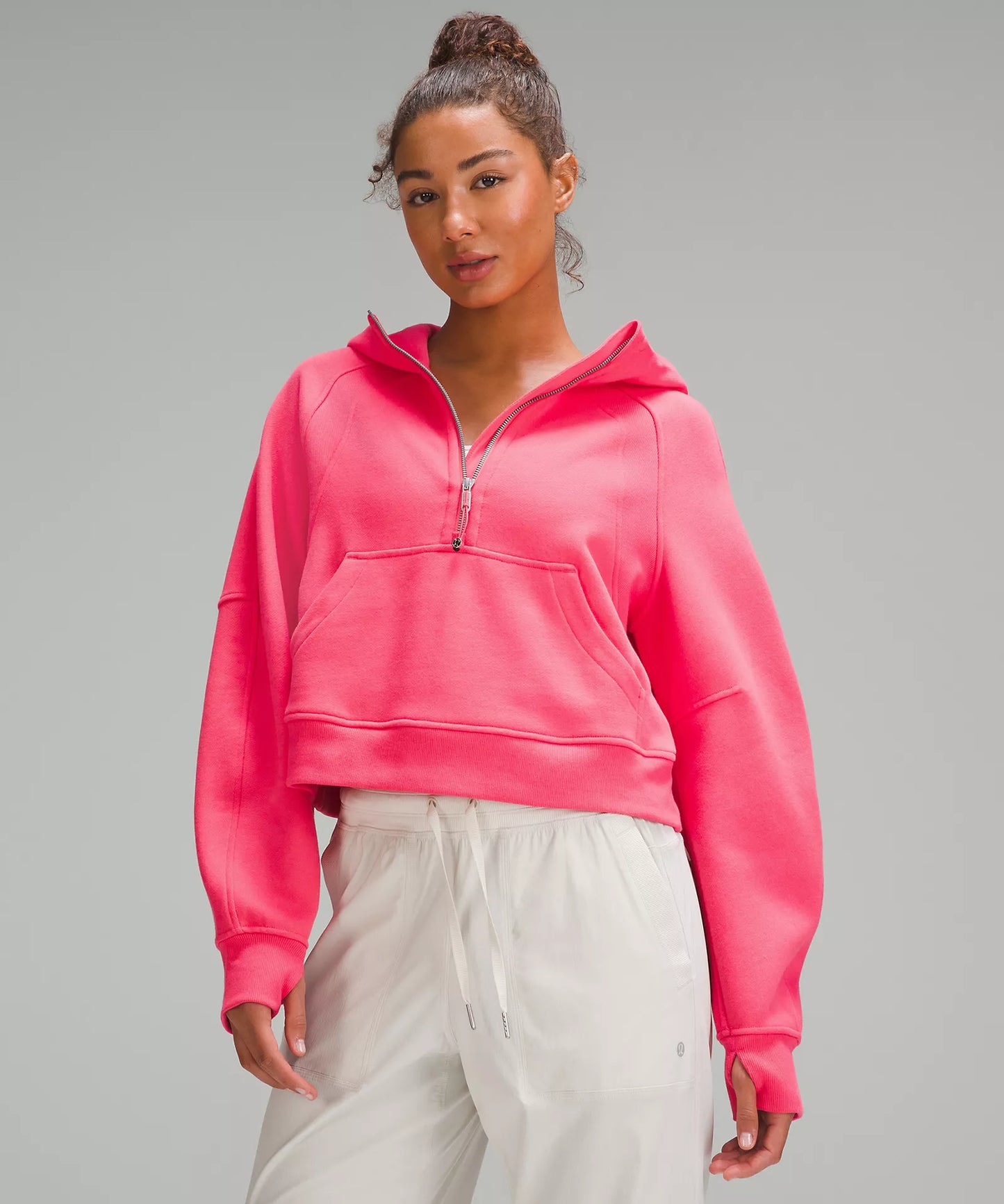 Scuba Oversized Half Zip Hoodie | Glaze Pink