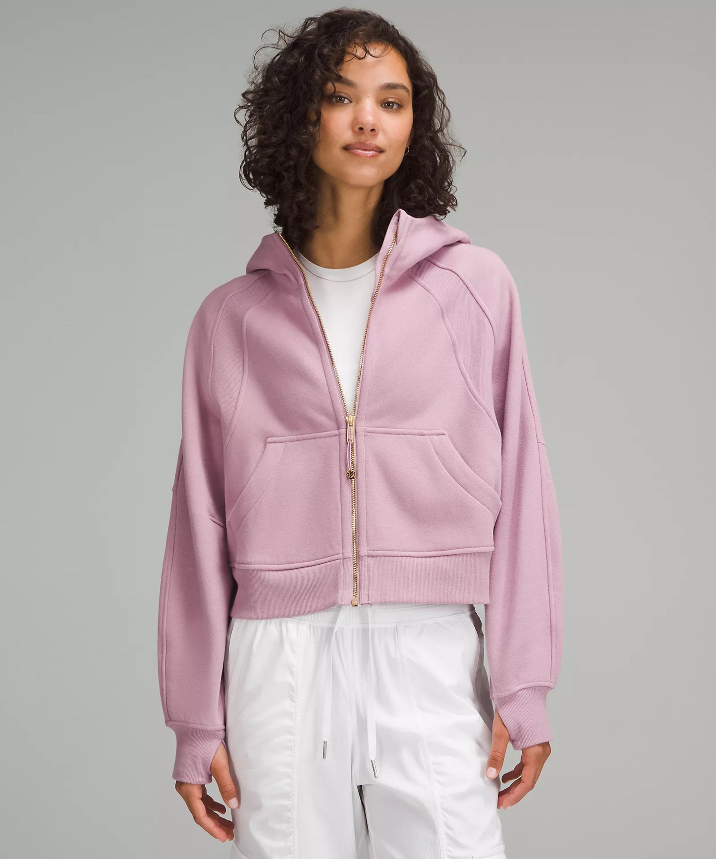 Scuba Oversized Full Zip Hoodie | Rose Blush/Gold