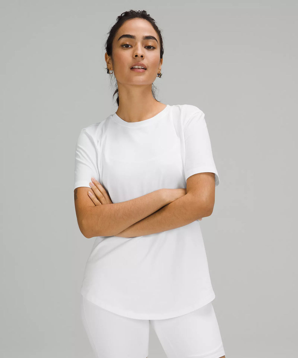 Love Curved-Hem Crewneck T-Shirt | White