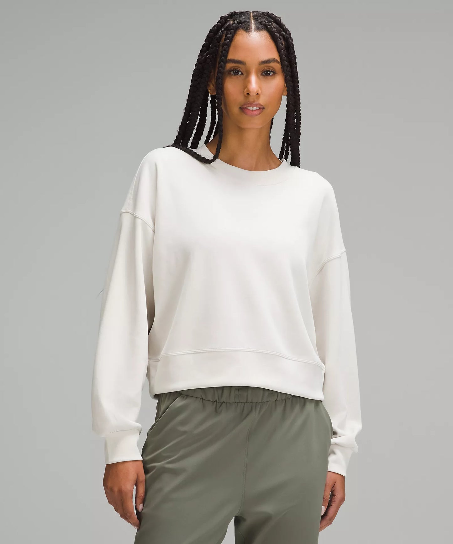 Softstreme Perfectly Oversized Cropped Crew | White Opal