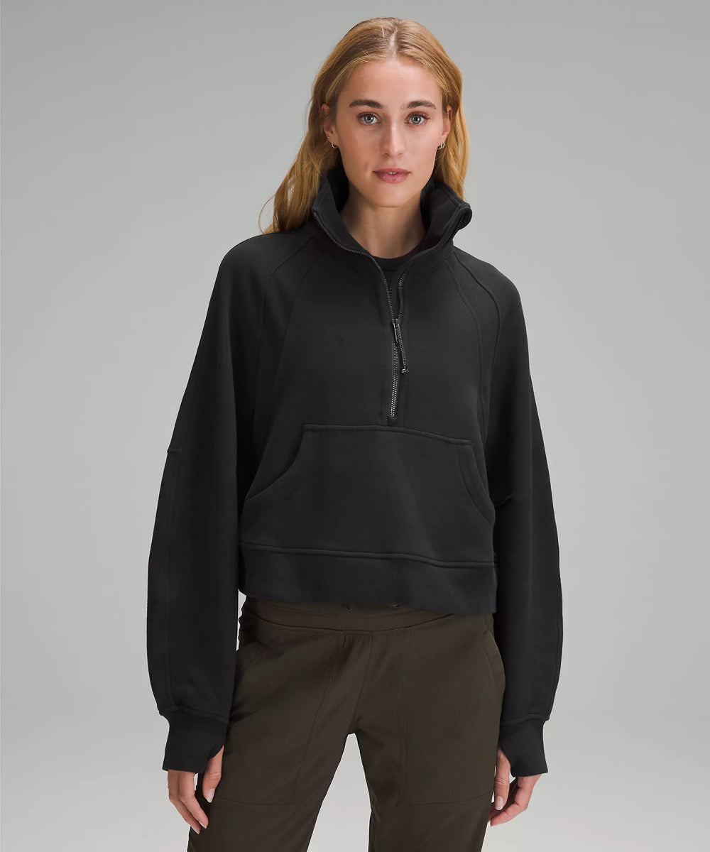 Scuba Oversized Funnel Neck Half Zip | Black