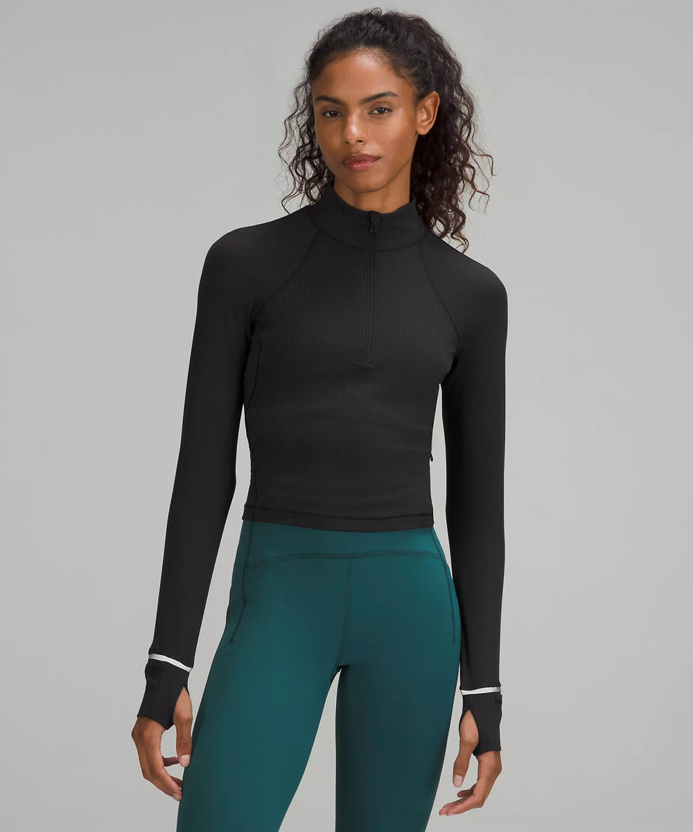 It's Rulu™ Run Ribbed Cropped Half Zip | Black