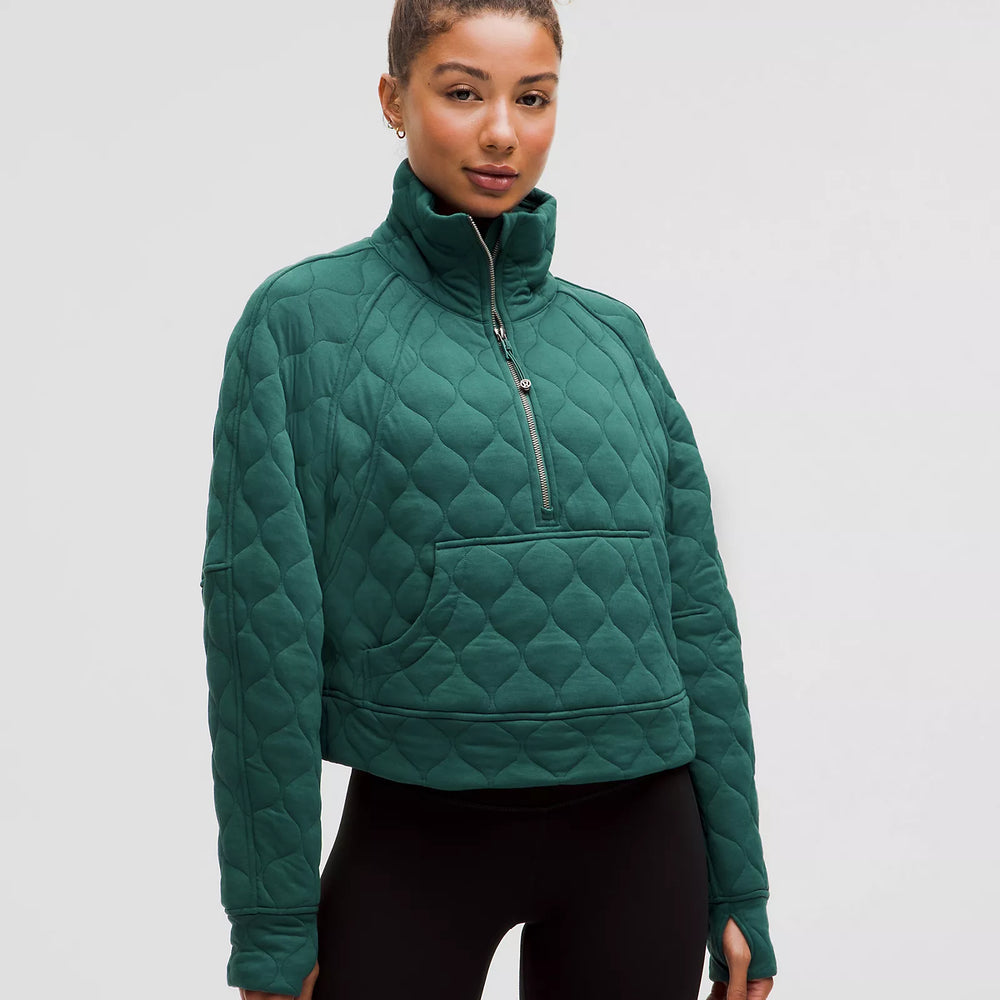 Scuba Oversized Quilted Half Zip | Storm Teal