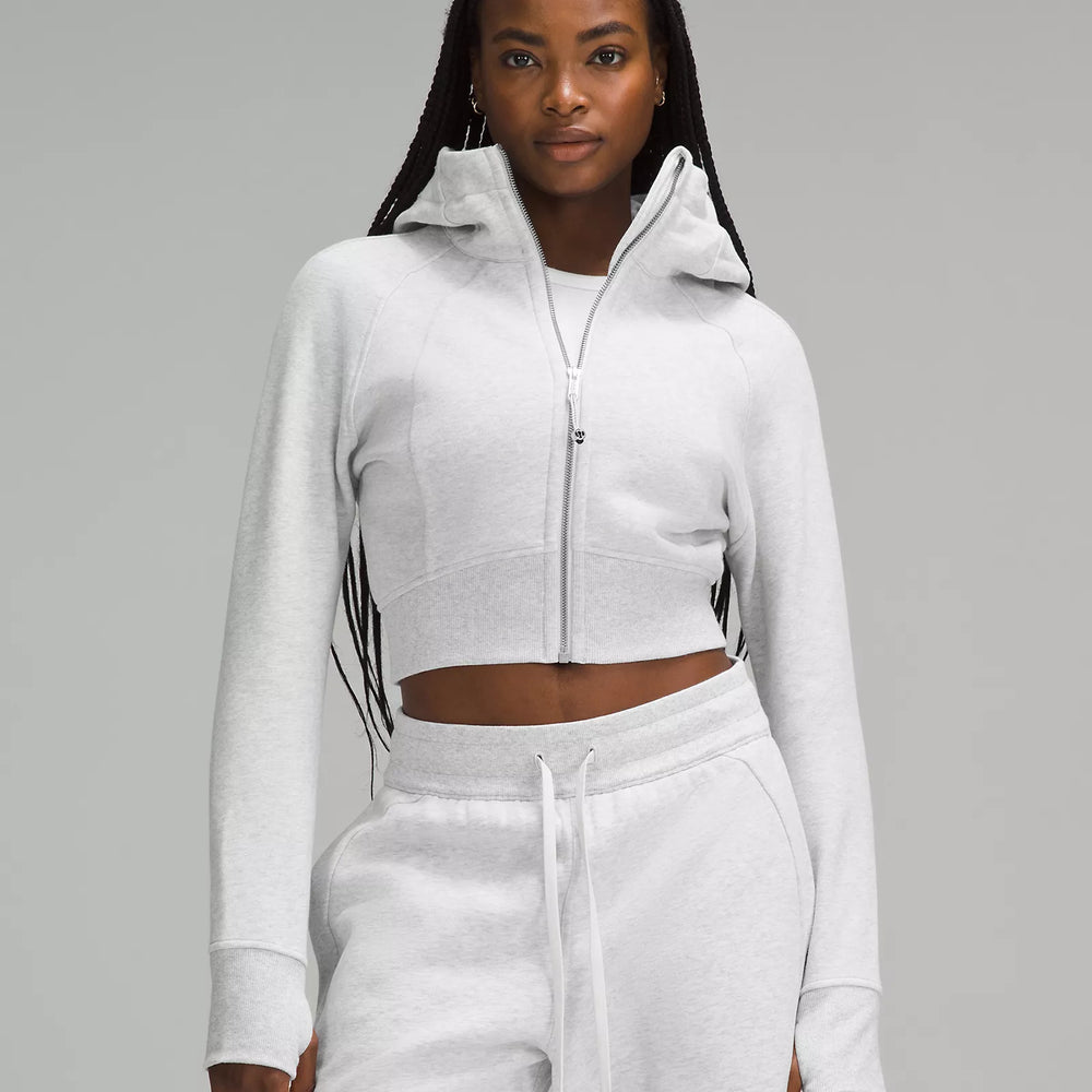 Scuba Full Zip Cropped Hoodie | Heathered Core Ultra Light Grey