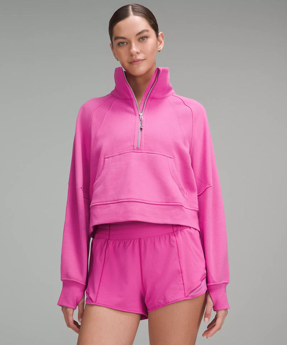 Scuba Oversized Funnel Neck Half Zip | Pow Pink Tone