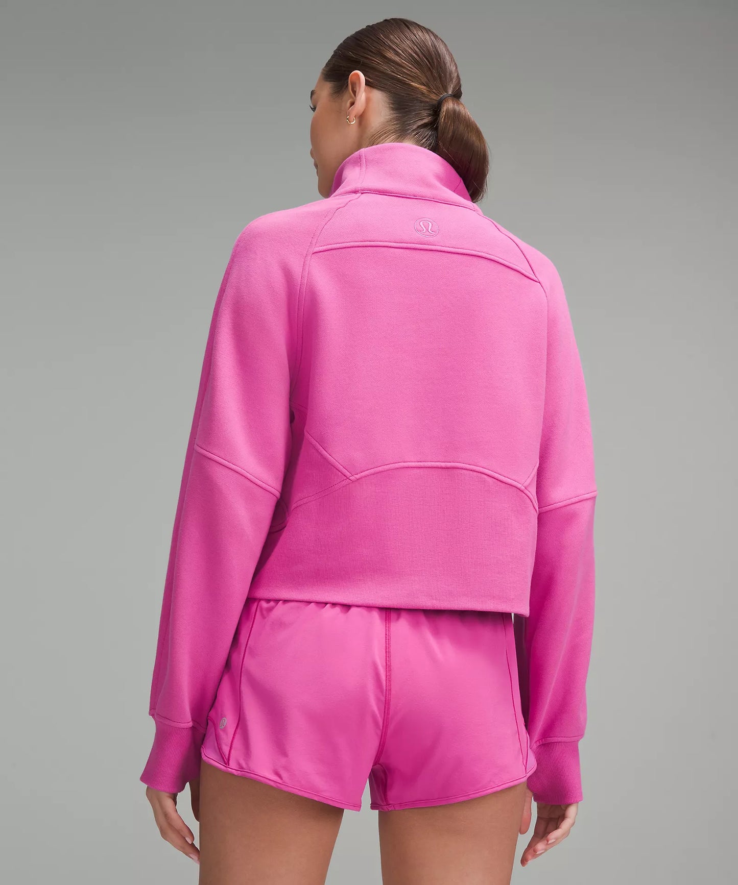 Scuba Oversized Funnel Neck Half Zip | Pow Pink Tone