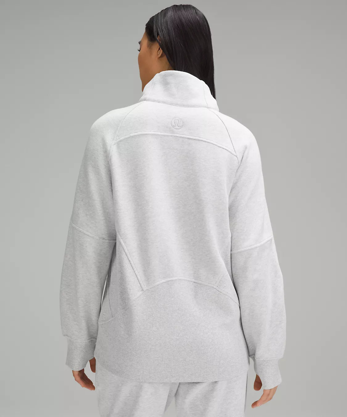 Scuba Oversized Funnel Neck Full Zip Long | Heathered Core Ultra Light Grey