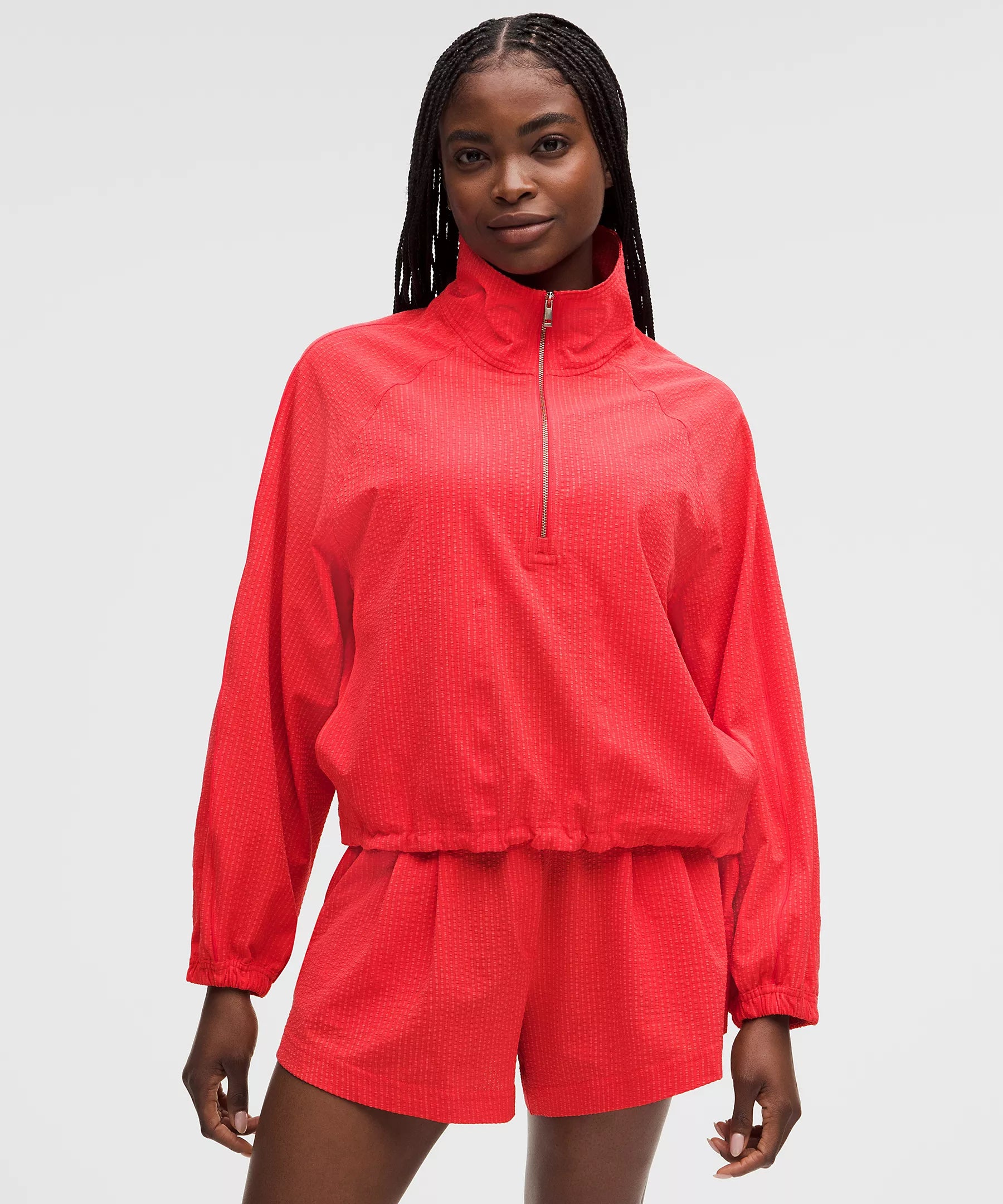 Seersucker WovenAir Funnel-Neck Half Zip | Star Burst Tone