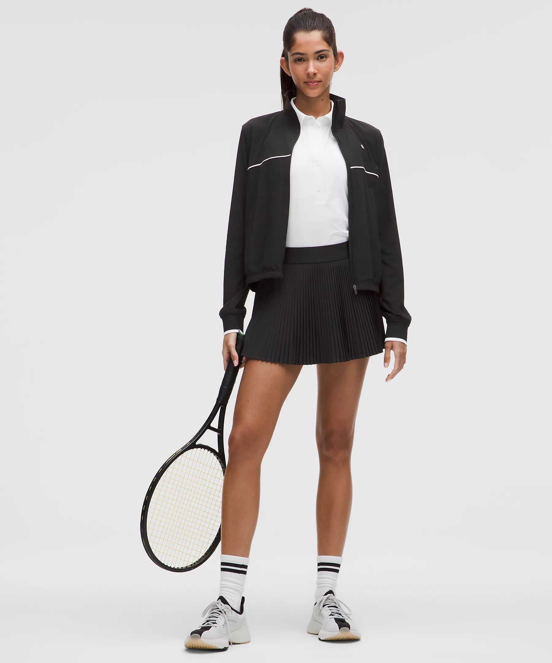 Varsity High-Rise Pleated Tennis Skirt | Black
