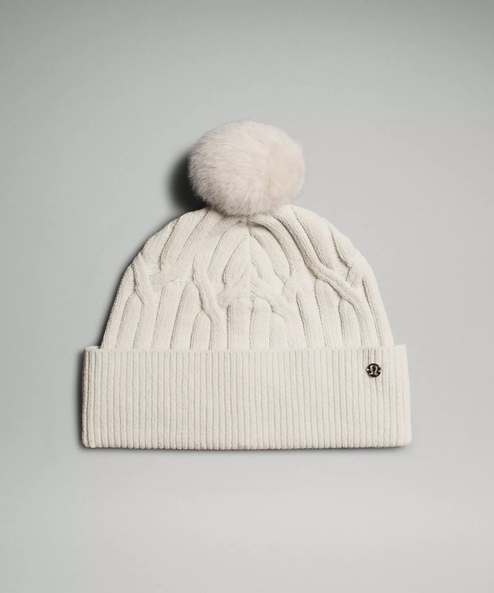 Cable Knit Pom Pom Beanie | Bone