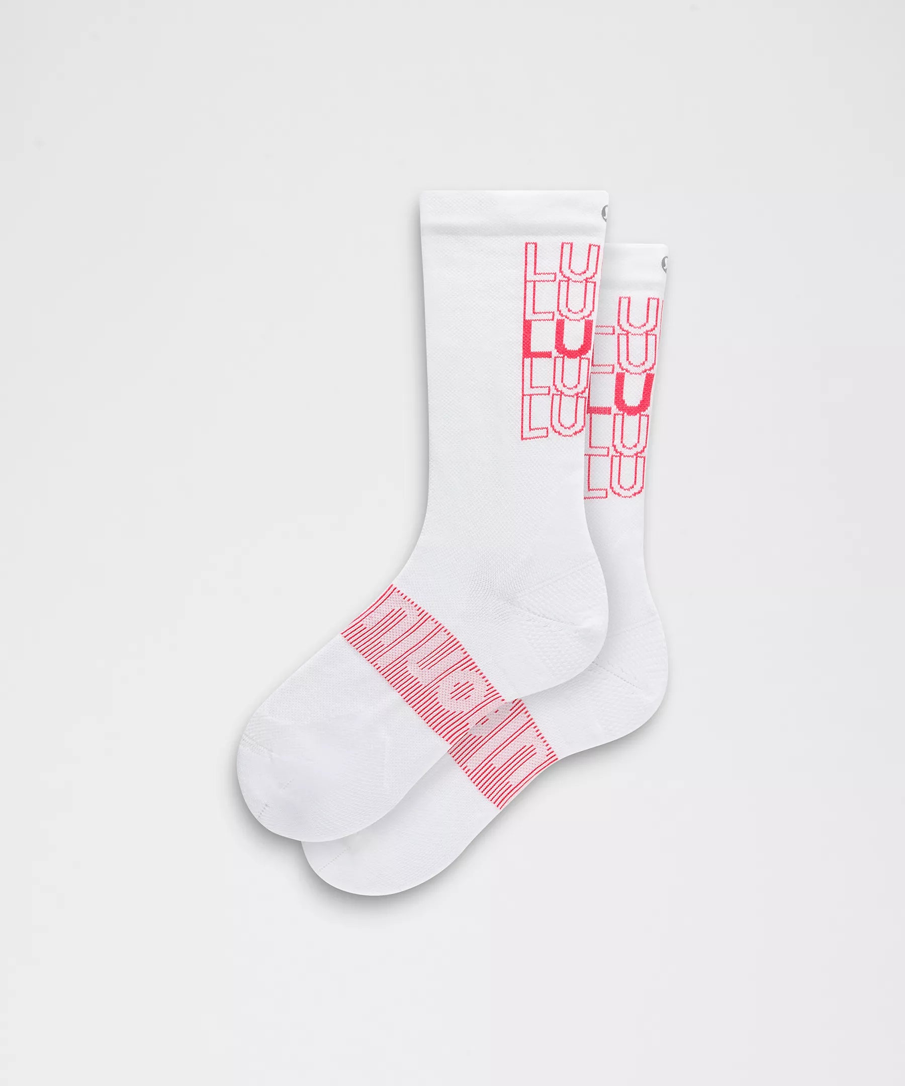 Power Stride Crew Socks | White/Red Glow
