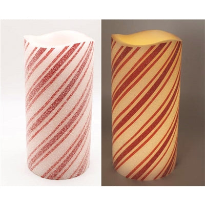 LXS43244 Frosty Candy Cane 12" LED PIllar