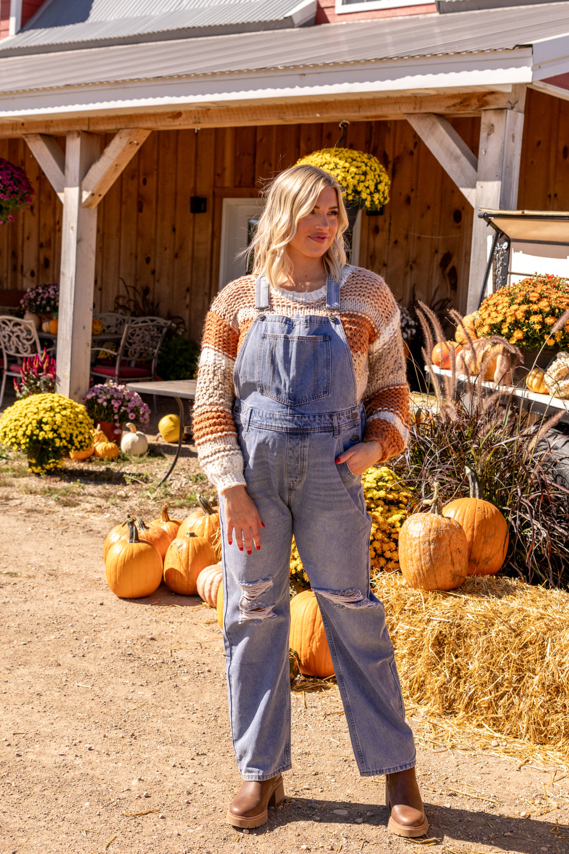 Women's Distressed Denim Overall