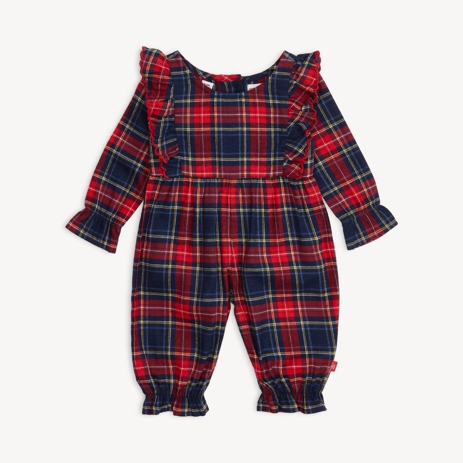 Magnetic Me Flannel Ruffle Romper | Holiday Plaid
