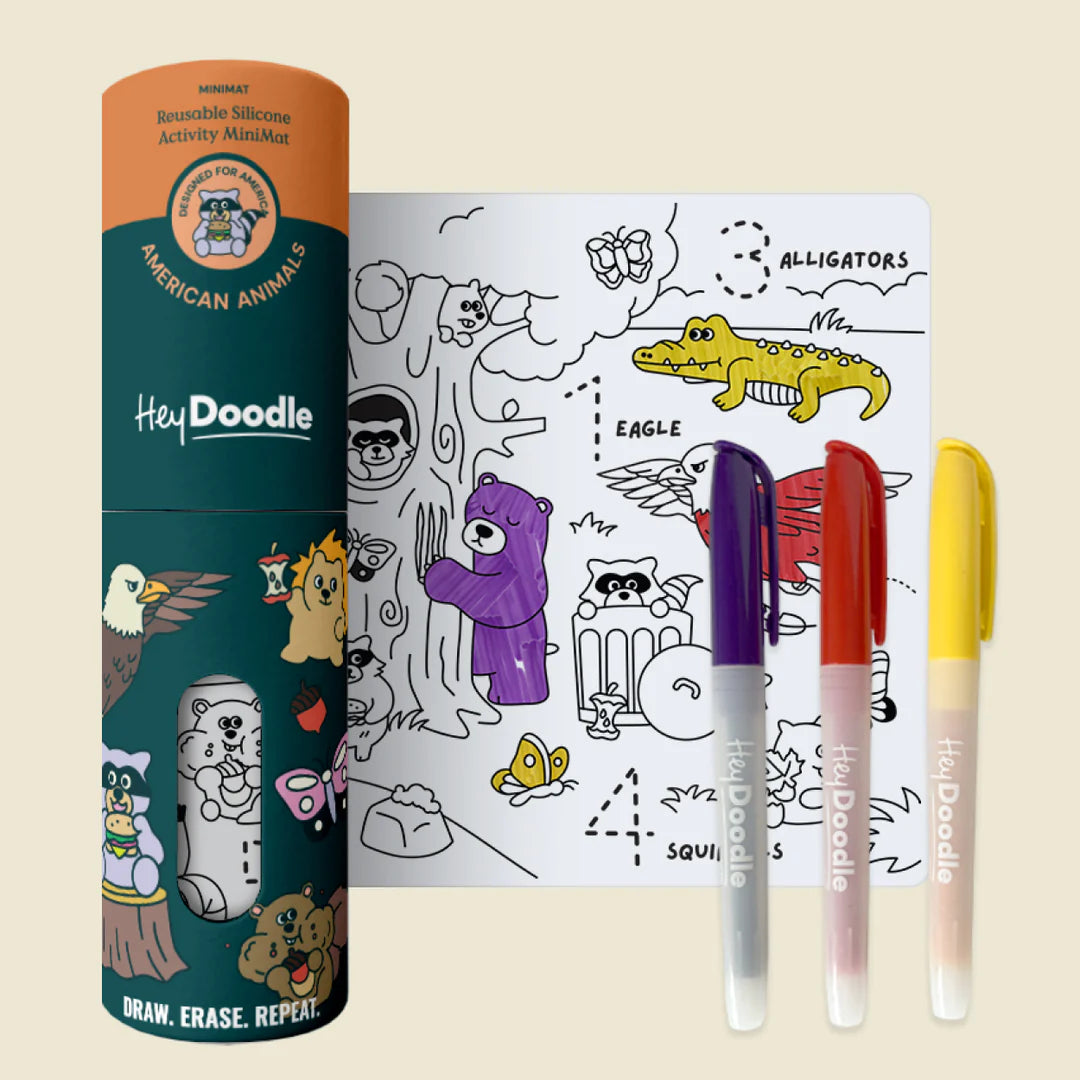 Hey Doodle Mini Coloring Mat | American Animals