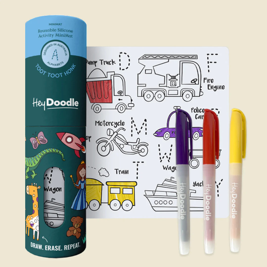 Hey Doodle Mini Coloring Mat | Toot Toot Honk